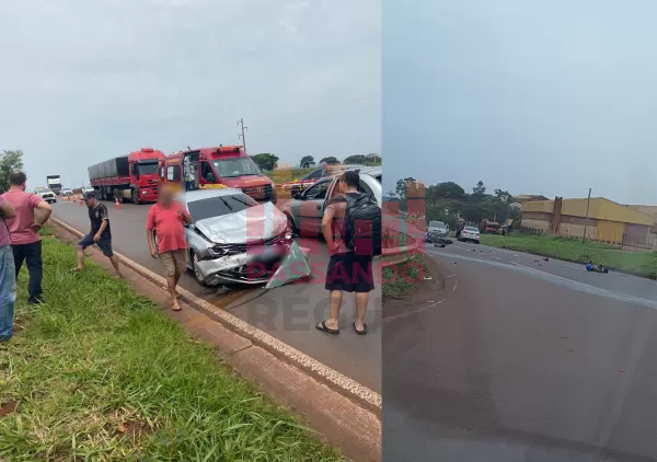 Motociclista fica gravemente ferido em colisão com carro próximo ao trevo de Canitar 