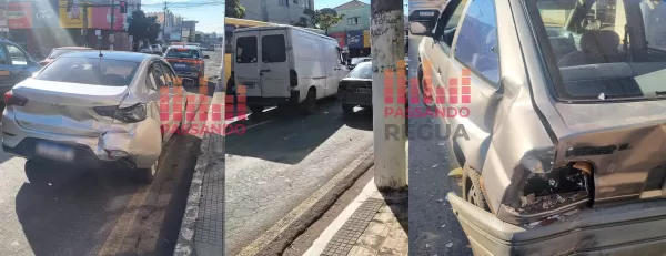 Engavetamento envolvendo van e quatro veículos complica trânsito no Centro de Ourinhos
