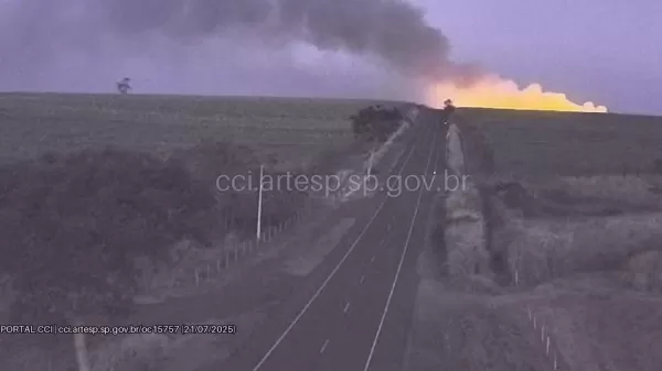 Incêndio em canavial interdita acesso à cidade de Bocaina por mais de três horas