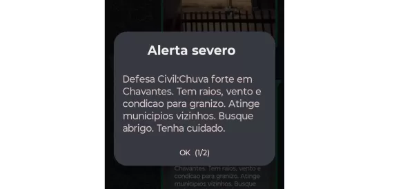 Defesa Civil emitiu alerta para chuva forte em Chavantes; moradores registram enxurrada e transtornos 