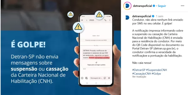 Poupatempo alerta: cuidado com golpe envolvendo suspensão de CNH via SMS