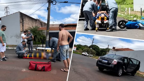 Colisão entre carro e motoneta deixa motociclista ferida no Jardim Bandeirantes, em Ourinhos