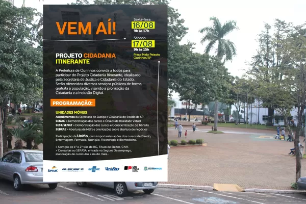 Prefeitura de Ourinhos promove projeto Cidadania Itinerante na Praça Mello Peixoto