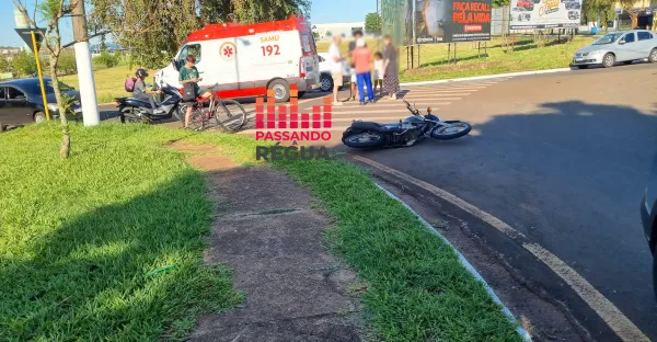 Motociclista fica ferida após colisão com carro próximo ao Lago do Royal Park, em Ourinhos