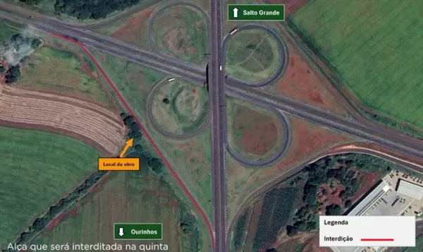 Alças da Raposo Tavares em Ourinhos serão interditadas para manutenção, nesta quinta, 2 e sexta-feira, 3