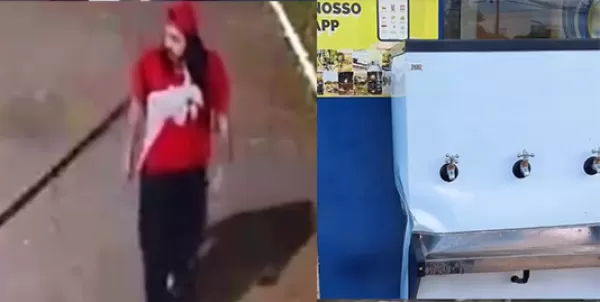 Vândalo é filmado destruindo bebedouro público instalado na Praça dos Burgueses em Ourinhos 