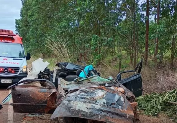 Mãe e filho ficam feridos após carro capotar em estrada de Bernardino de Campos