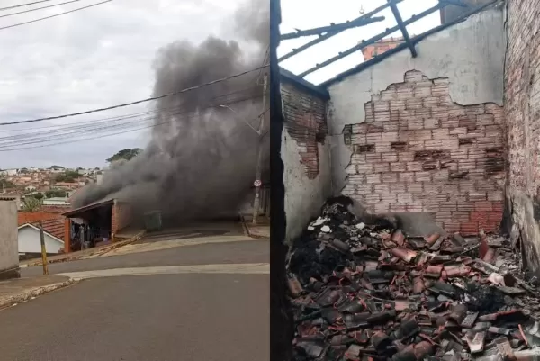 Casa é destruída por incêndio após criança brincar com isqueiro em Taquarituba