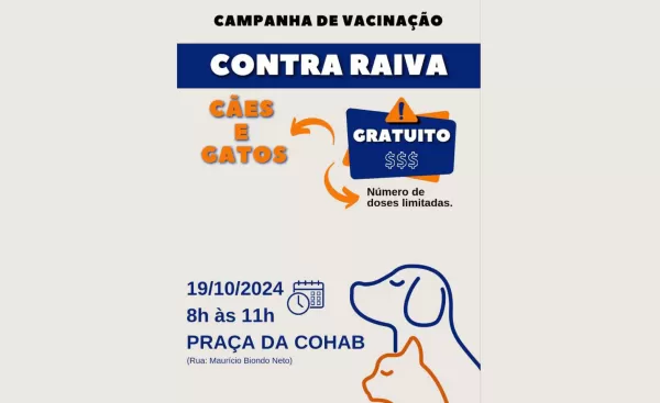 Estudantes de Veterinária promovem campanha de vacinação antirrábica gratuita na Praça da Cohab de Ourinhos