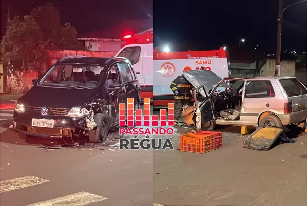 Homem fica preso nas ferragens de carro em acidente na Vila Brasil em Ourinhos