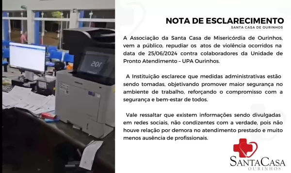 Associação da Santa Casa de Misericórdia de Ourinhos emite nota e repudia agressão a profissional da UPA