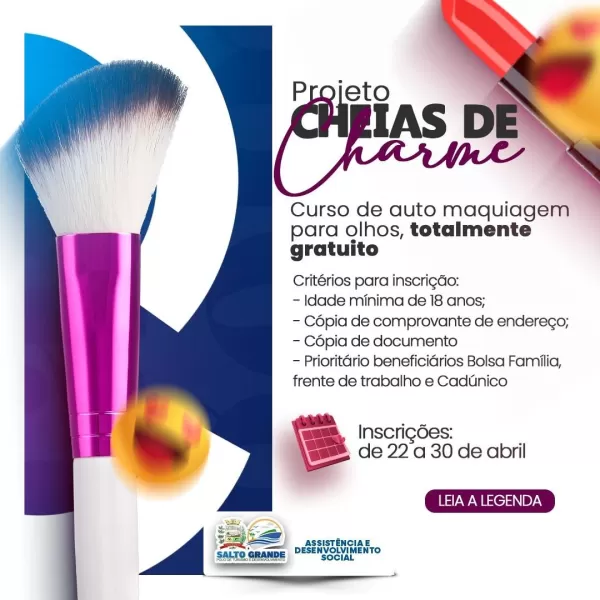 Prefeitura de Salto Grande abre inscrições para curso gratuito de maquiagem e capacitação profissional