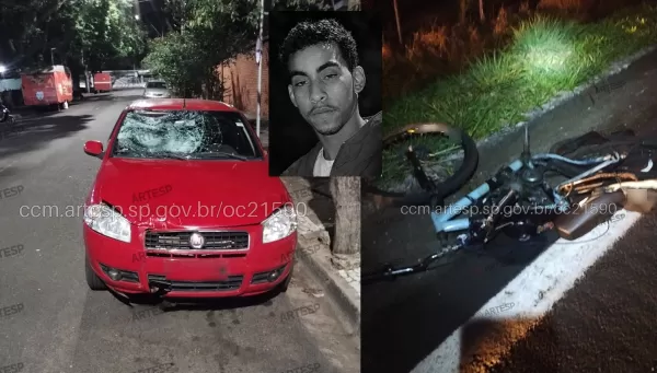 Jovem de 22 anos morre após ser atingido por carro enquanto conduzia bicicleta motorizada em Garça; motorista foi presa