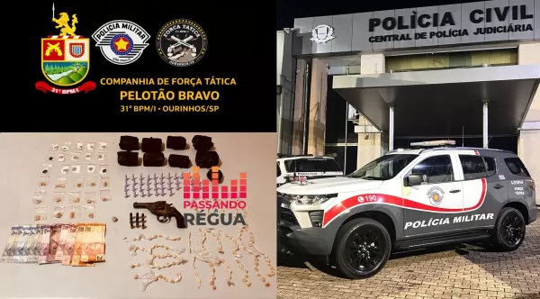 Força Tática prende dois por tráfico de drogas e apreende arma em área de mata em Santa Cruz do Rio Pardo