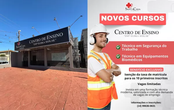 Centro de Ensino da Santa Casa de Ourinhos lança dois novos cursos técnicos com foco em alta empregabilidade