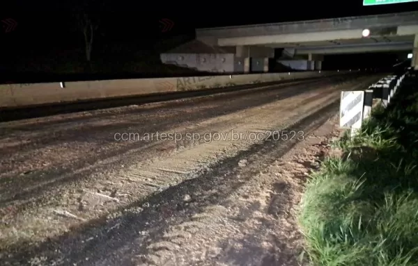 Derramamento de carga interdita acesso entre SP-280 e SP-225 em Santa Cruz do Rio Pardo