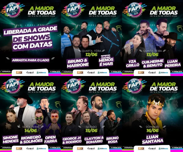 Grade completa, com as datas dos shows da 55ª Fapi de Ourinhos é anunciada 