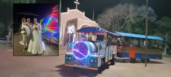 Casamento em Ourinhos vira festa sobre trilhos com o Trenzinho do Ricardo