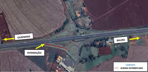 Alça da Orlando Quagliato será interditada para obras em Santa Cruz do Rio Pardo