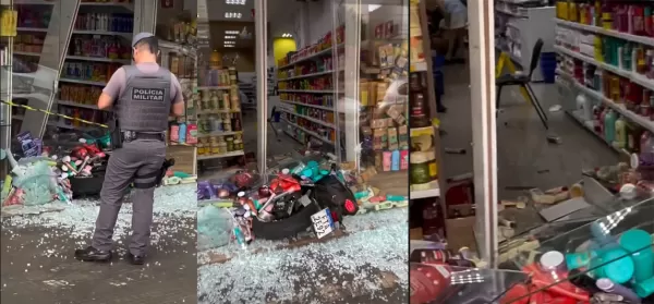 Motociclista perde controle, invade farmácia e deixa feridos no centro de Ourinhos