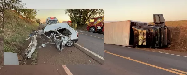 Caminhão da dupla Rio Negro & Solimões se envolve em acidente na BR-369 em Bandeirantes