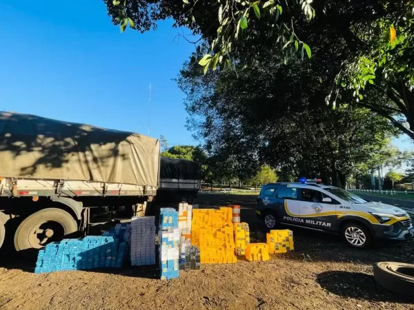 Milhares de remédios para emagrecer e de celulares sem nota fiscal são apreendidos em meio a carga de arroz em Palmital 
