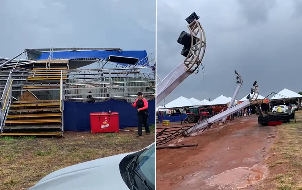 Vendaval derruba estrutura e programação da Festa do Peão de Bernardino de Campos é adiada
