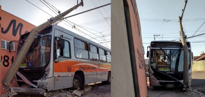 Ônibus bate em poste e interrompe fornecimento de energia na região 