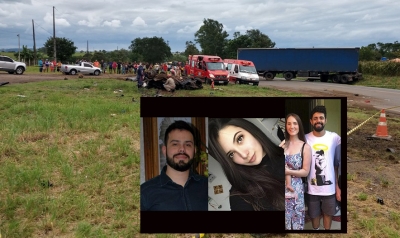 Cinco morrem e um fica ferido em acidente entre carro e caminhão em Santo Antônio da Platina