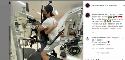 Humorista da região, Jonathan Nemer, publica foto e vídeo de mãe caminhando após 5 meses de internação depois de contrair a Covid-19 