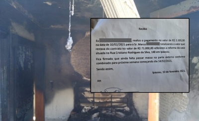 Vítima de incêndio criminoso em Ipaussu apresenta recibos e diz que não estava devendo nada ao construtor 