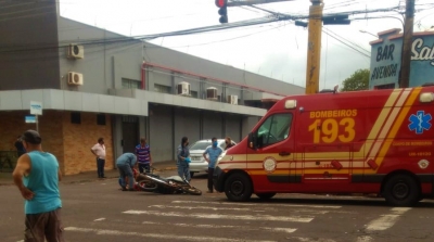 Motociclista sofre ferimentos em colisão na área central de Ourinhos 