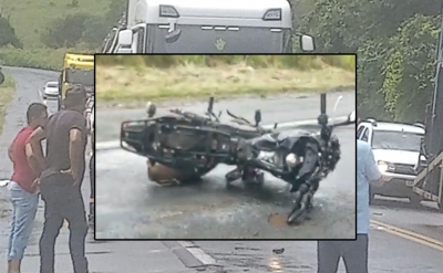 Motociclista morre em colisão frontal com caminhão na BR-153 em Santo Antônio da Platina 