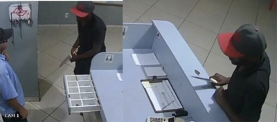 Câmera de segurança mostra bandido assaltando posto de combustíveis em Bernardino de Campos; vídeo