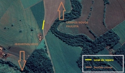 Estrada vicinal é interditada para obras em Campos Novos Paulista