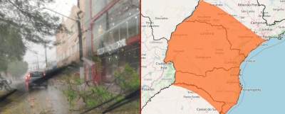 Ourinhos está em faixa de alerta de tempestades; ventos podem chegar a 100 km/h, diz Inmet