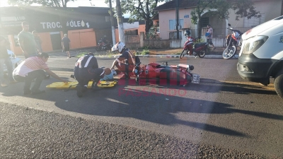 Motociclista fica ferido em acidente envolvendo ambulância da Prefeitura de Ourinhos