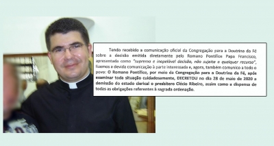 Padre da região é afastado de forma definitiva de suas funções por Papa Francisco 