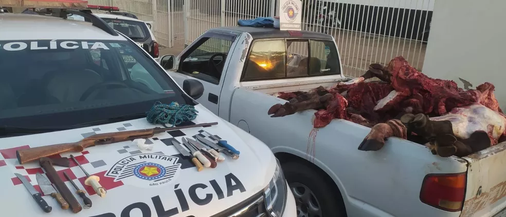 Polícia Militar prende em flagrante quatro homens envolvidos em furto e abate de gado na região 