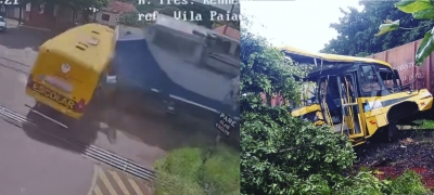 Duas meninas morrem em acidente entre trem e ônibus escolar da Apae no norte do Paraná; vídeo