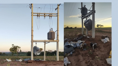 Três são presos furtando transformador de energia em estrada que liga Campos Novos Paulista a Ocauçu
