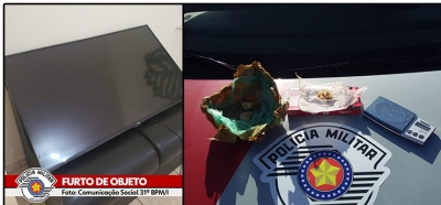 Homem é preso após furtar TV e tentar se esconder em plantação de milho em Salto Grande