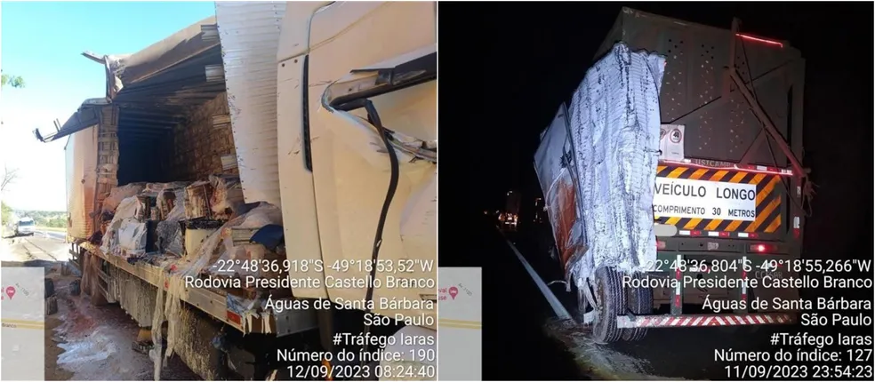 Acidente entre carreta e caminhão provoca interdição de rodovia na região 