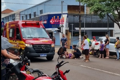 Idosa é socorrida após ser atropelada no centro de Ourinhos