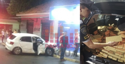 Traficante com carro cheio de maconha tenta escapar da polícia, bate em dois carros e deixa mulher com fratura grave em Bernardino de Campos; vídeo 
