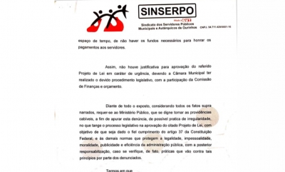 Sindicato dos Servidores de Ourinhos denuncia ao MP irregularidades em aprovação do Calote ao IPMO 