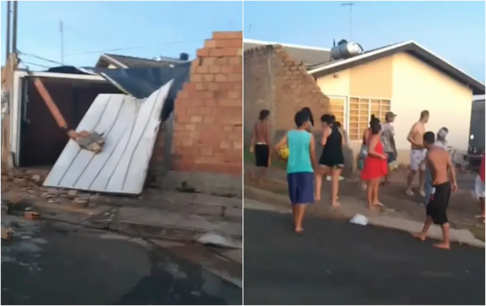 Motorista embriagado deixa caminhão ligado para limpar cabine e veículo atinge casas na região; vídeo 