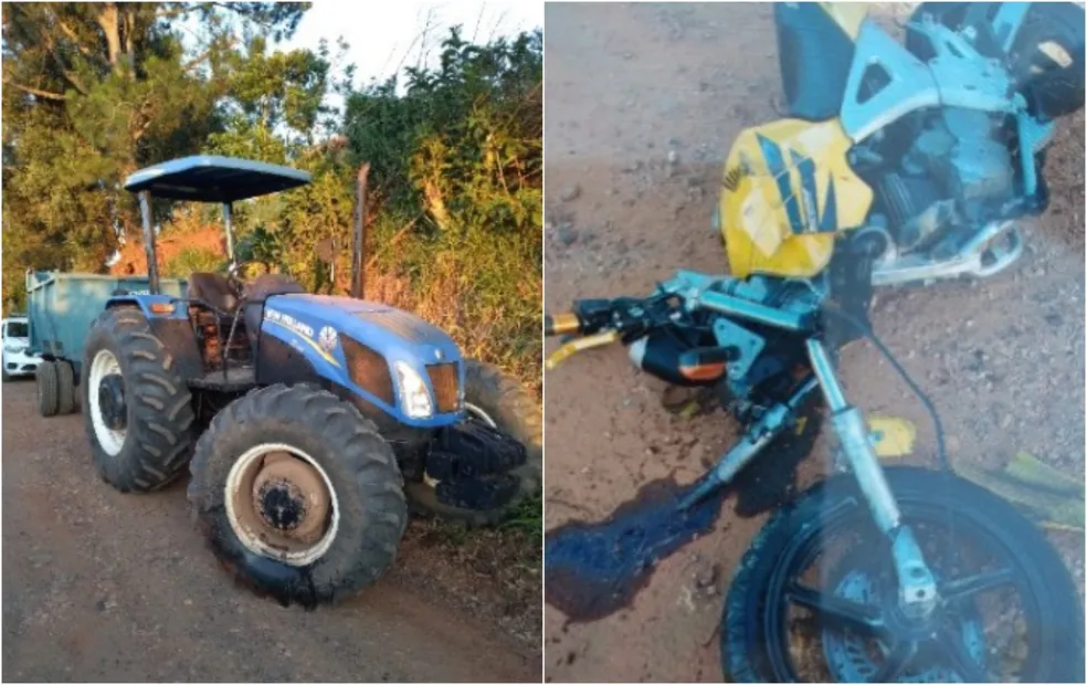 Jovens morrem em colisão entre trator e moto em estrada no interior de SP