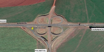 Obras interditam alça de acesso da Rodovia Raposo Tavares em Palmital