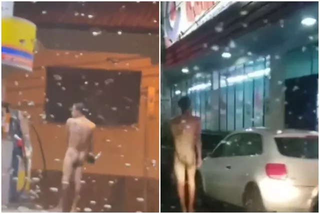 Pelado, homem espalha combustível em posto e entra em mercado na região